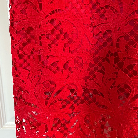 Topshop Red Lace Overlay Column Dress - Picture 2 of 3